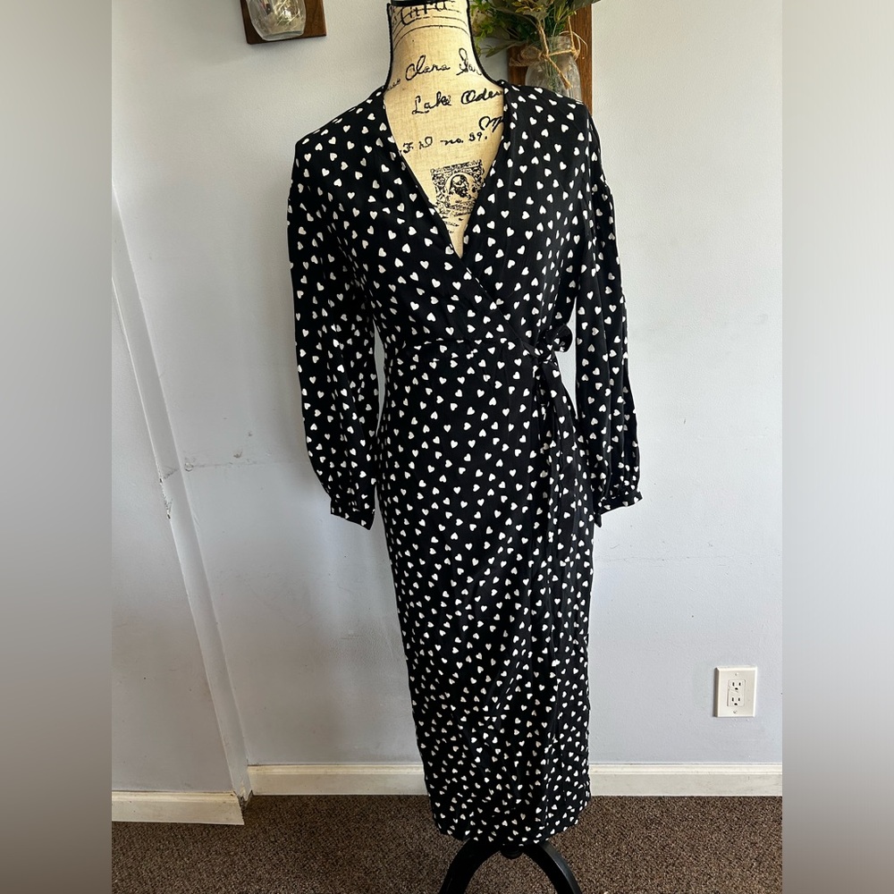TopShop maxi dress true wrapped pin up v neck romantic‎ hearts print wedding